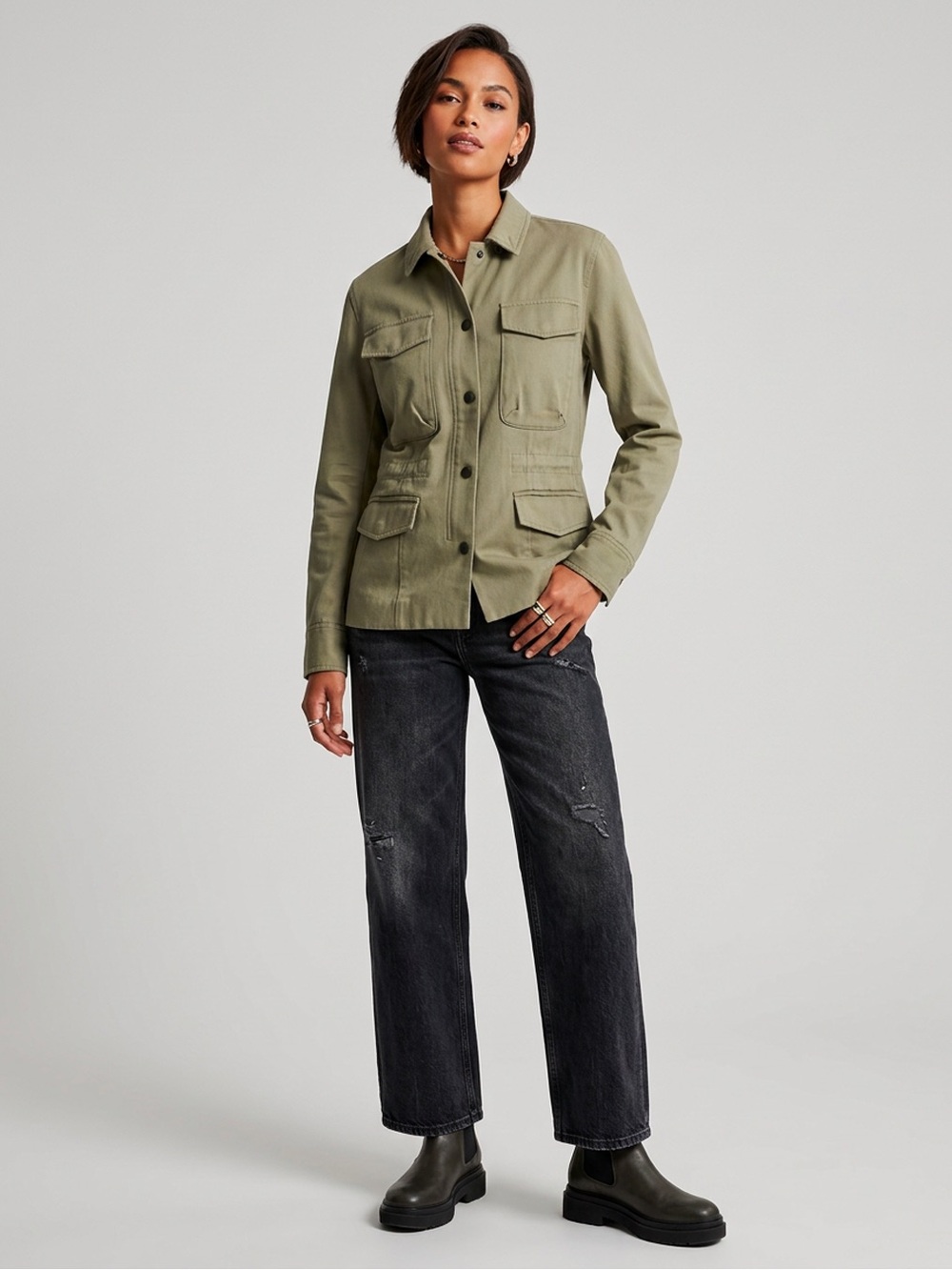 rag & bone Olive Field Jacket Cotton Made in USA Size 4